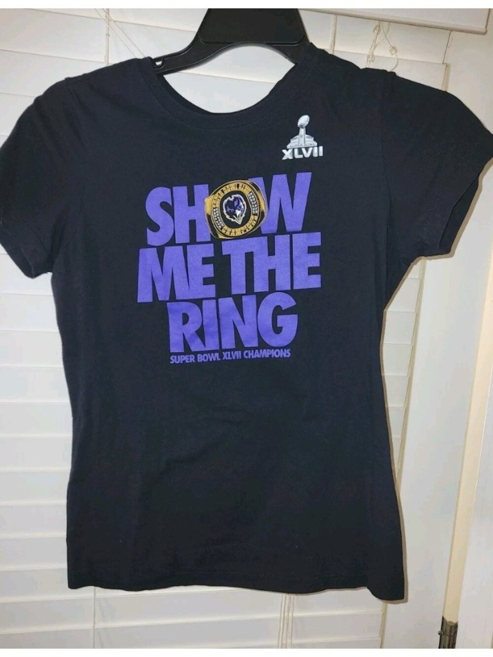 womens nike Baltimore Ravens Shirt Large Black NFL Football SHOW ME THE RING